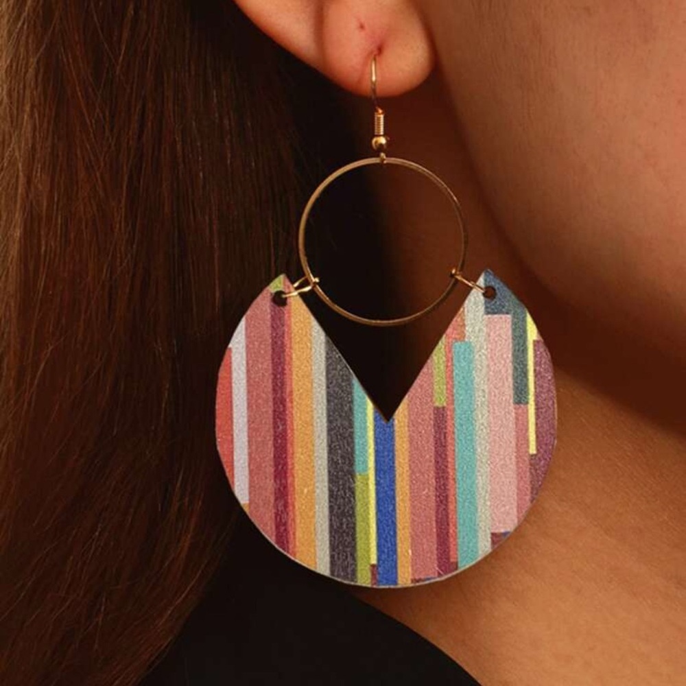 Colorful Striped Hoop Earrings
